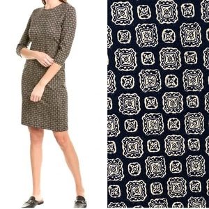J. Mclaughlin Catalyst Black & Tan Medallion Print Sheath Dress Sz S